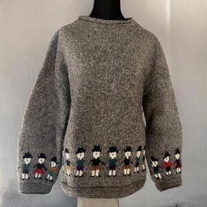 Earth Traders Vintage 100% Wool Folk Art Indie Chunky Knit Sweater Grandpa Core